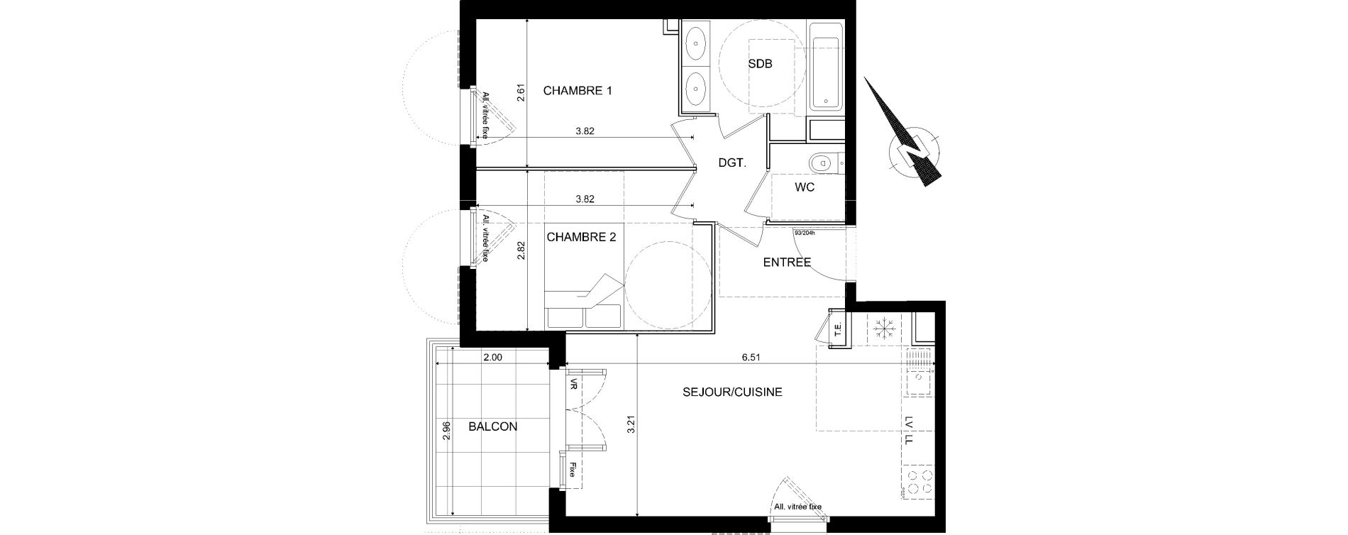 Appartement T3 de 55,52 m2 &agrave; Nice Bellet