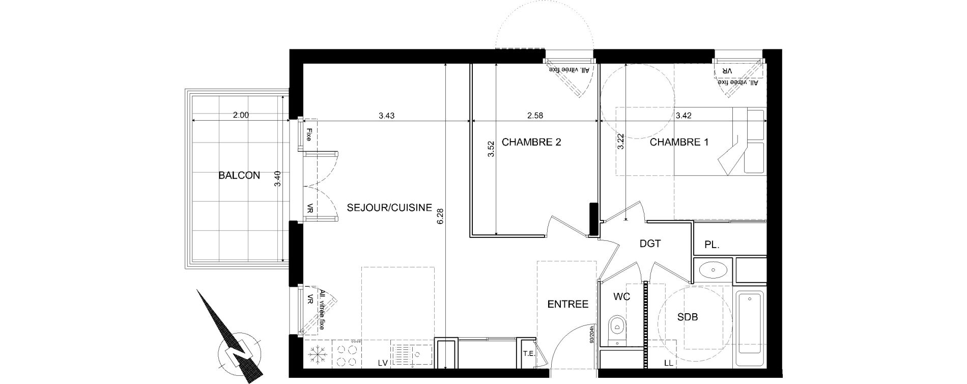 Appartement T3 de 57,36 m2 &agrave; Nice Bellet
