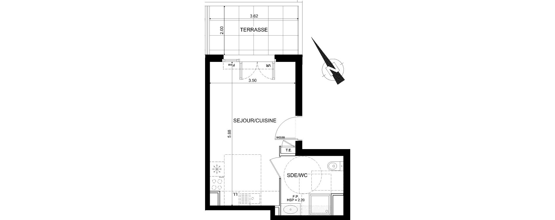 Appartement T1 de 24,54 m2 &agrave; Nice Bellet