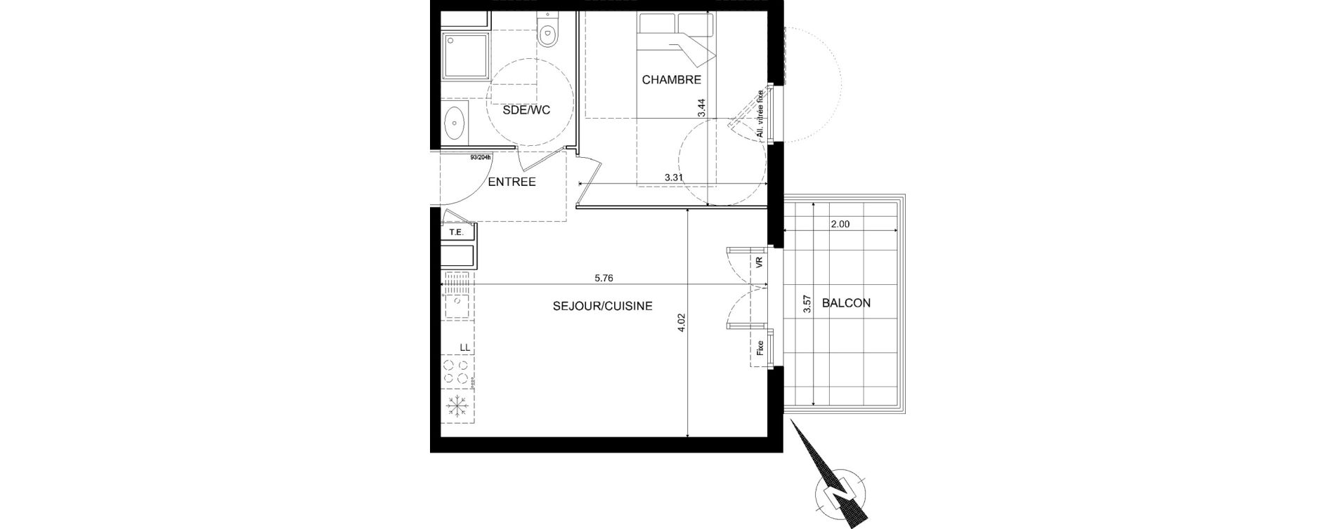 Appartement T2 de 41,89 m2 &agrave; Nice Bellet