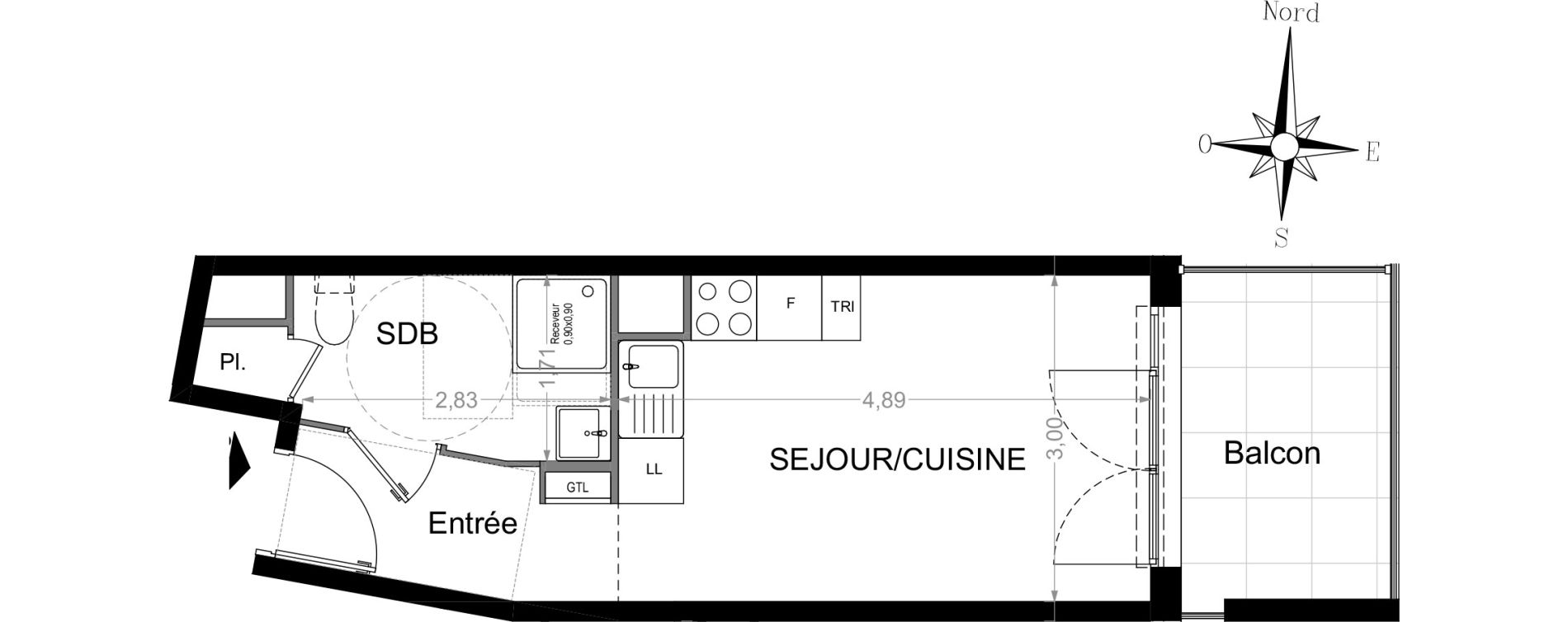 Appartement T1 de 22,93 m2 &agrave; Nice Saint roch