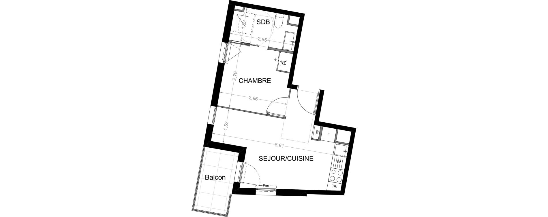 Appartement T2 de 28,35 m2 &agrave; Nice Saint roch