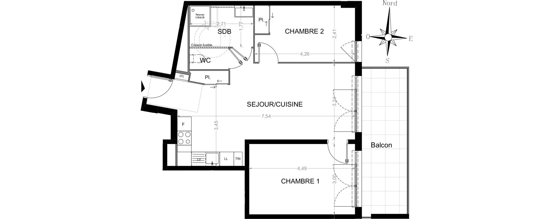 Appartement T3 de 58,78 m2 &agrave; Nice Saint roch