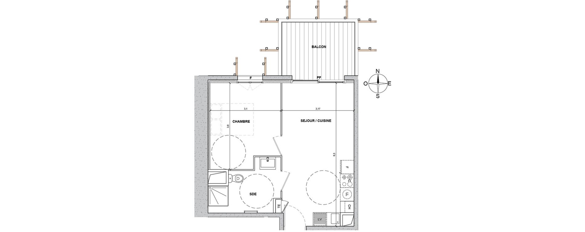 Appartement T2 de 36,50 m2 &agrave; Nice Le ray