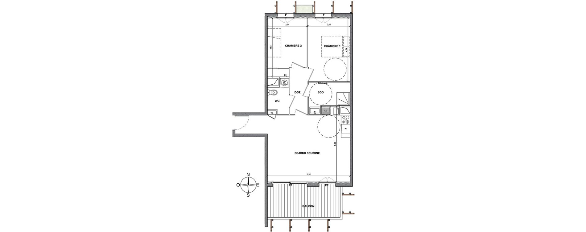 Appartement T3 de 60,90 m2 &agrave; Nice Le ray