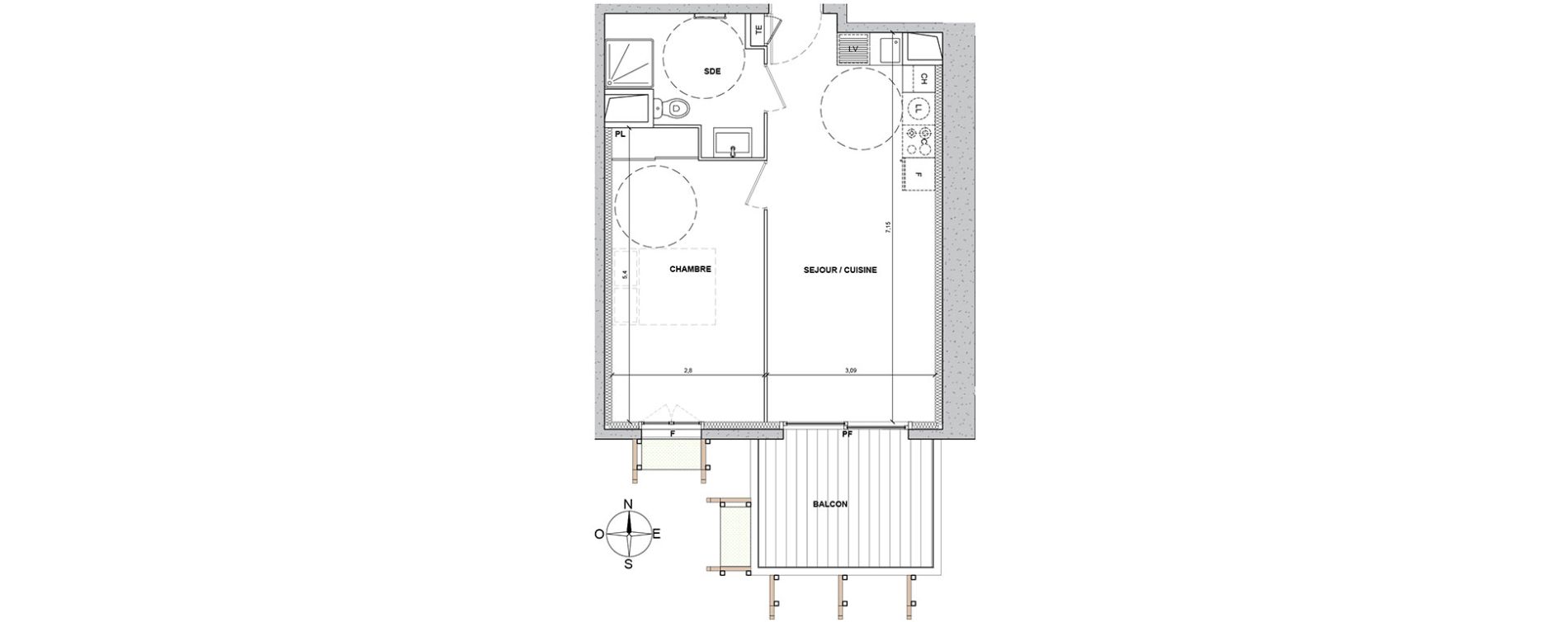 Appartement T2 de 42,50 m2 &agrave; Nice Le ray