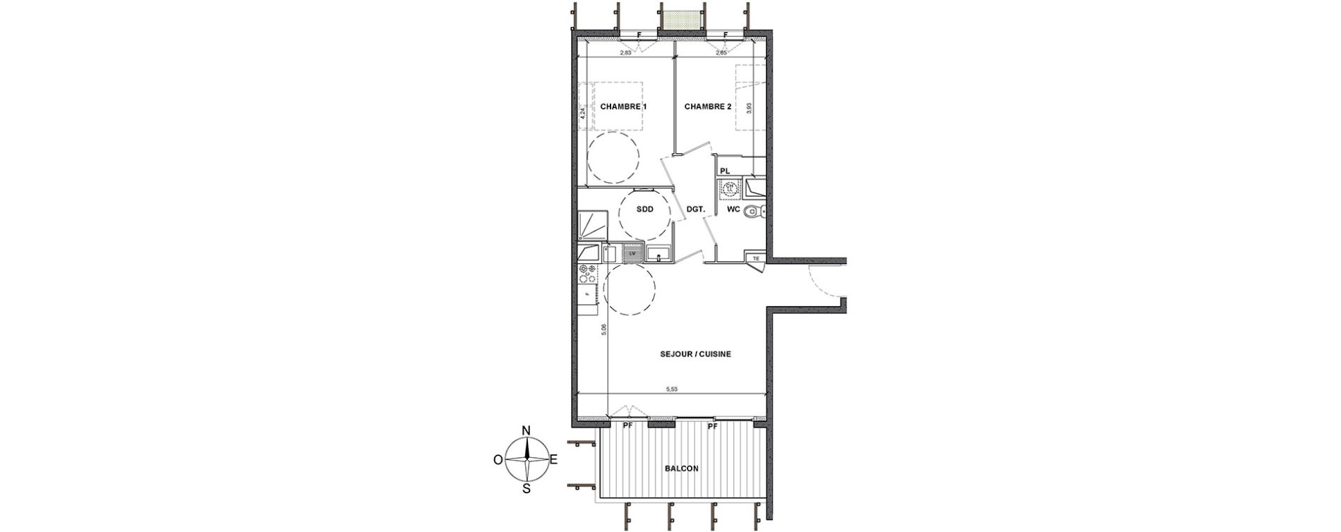 Appartement T3 de 61,00 m2 &agrave; Nice Le ray