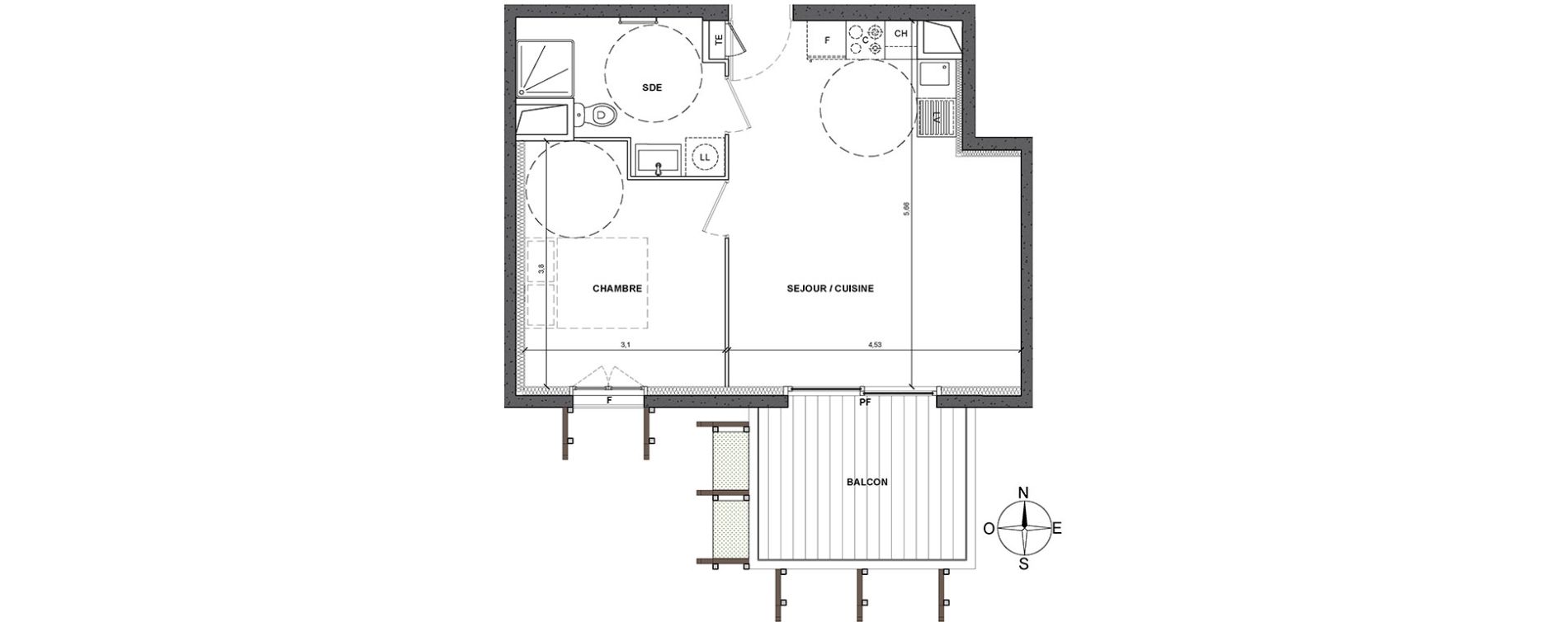 Appartement T2 de 40,20 m2 &agrave; Nice Le ray