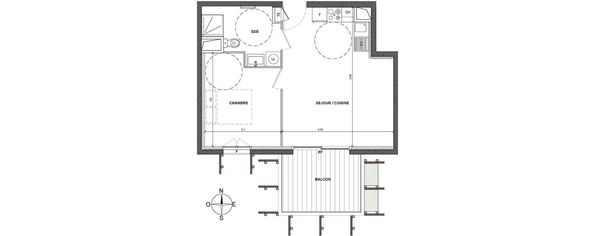 Appartement T2 de 40,20 m2 &agrave; Nice Le ray