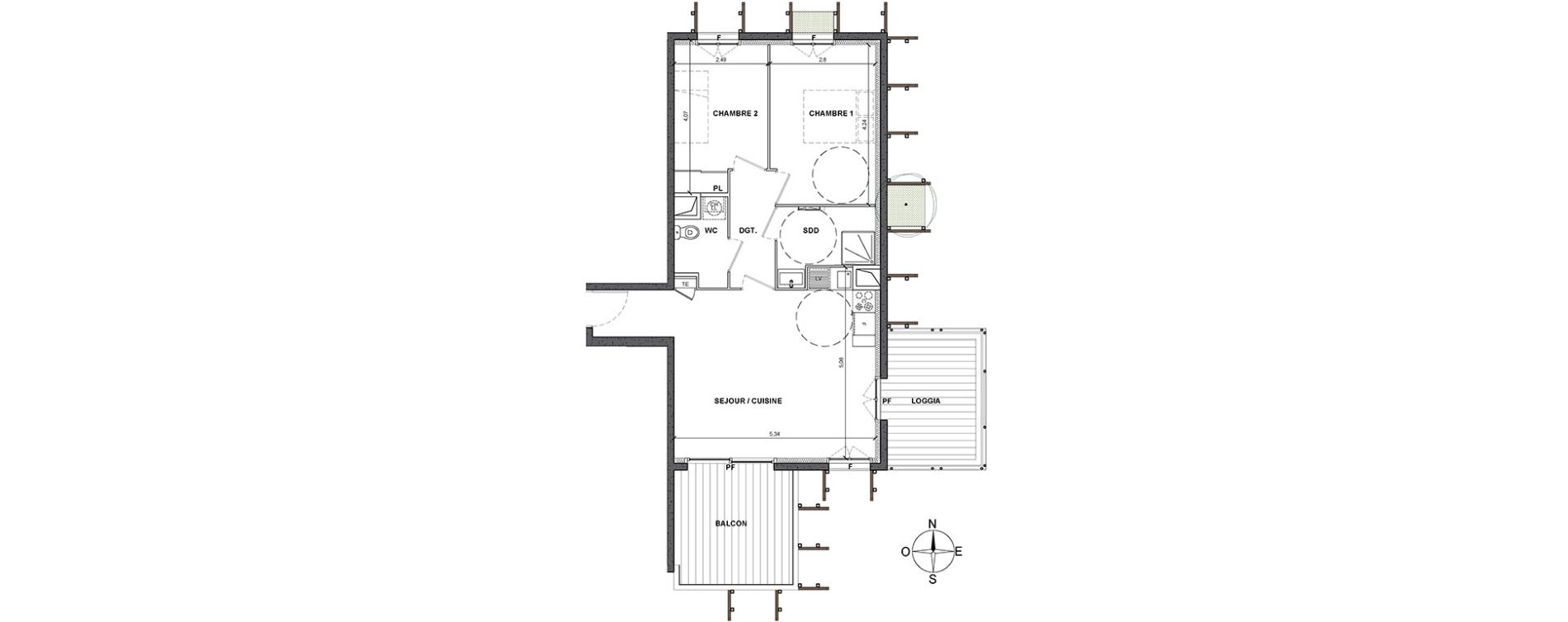 Appartement T3 de 59,00 m2 &agrave; Nice Le ray