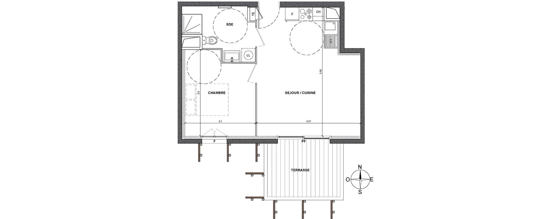 Appartement T2 de 40,40 m2 &agrave; Nice Le ray