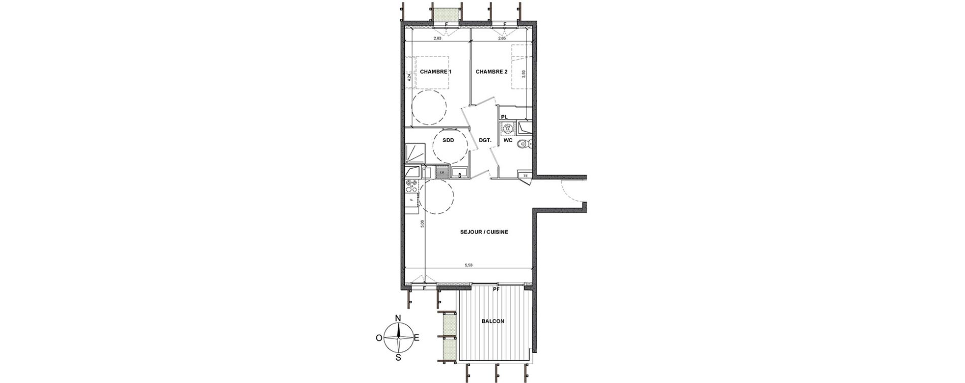 Appartement T3 de 61,00 m2 &agrave; Nice Le ray