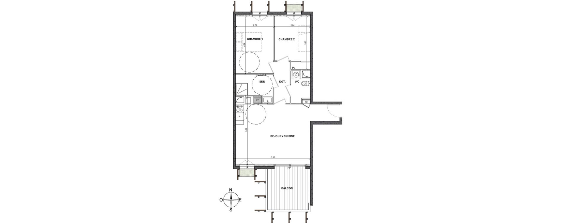 Appartement T3 de 61,00 m2 &agrave; Nice Le ray