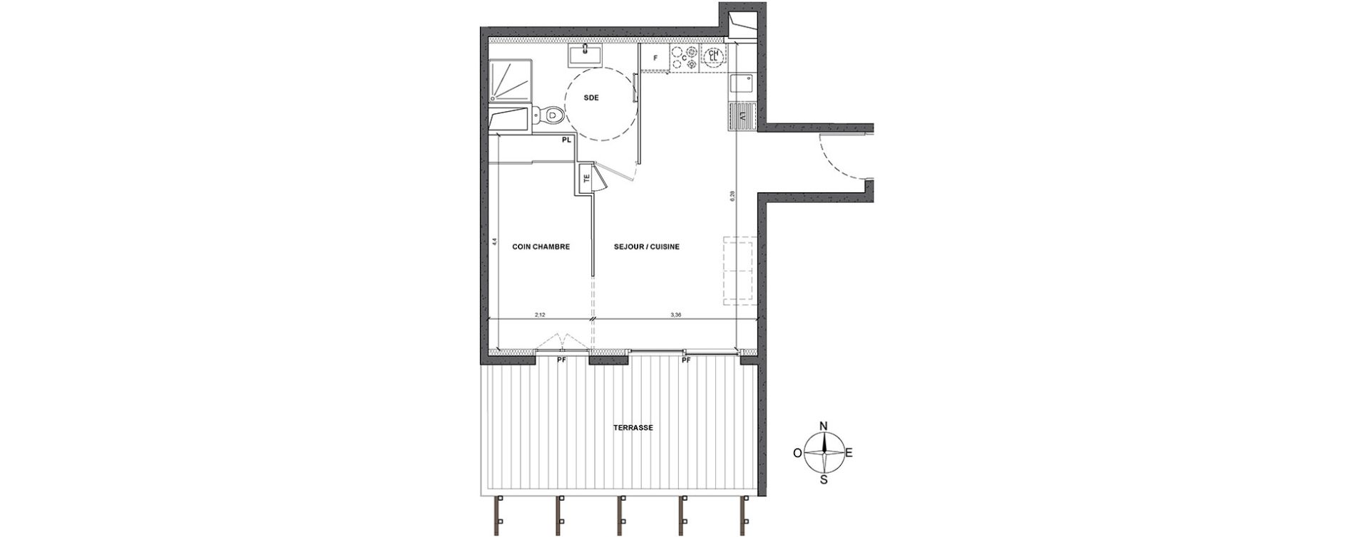 Appartement T1 de 36,20 m2 &agrave; Nice Le ray