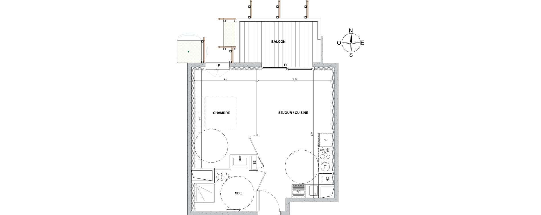 Appartement T2 de 36,10 m2 &agrave; Nice Le ray
