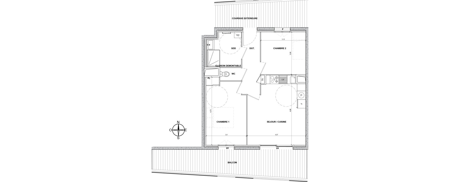 Appartement T3 de 51,40 m2 &agrave; Nice Le ray