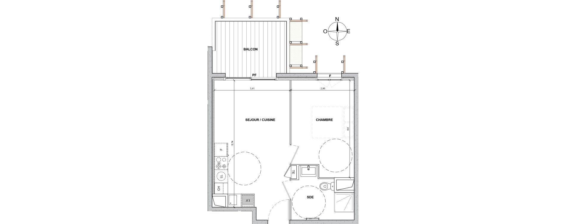 Appartement T2 de 37,20 m2 &agrave; Nice Le ray