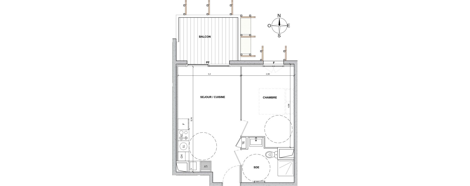 Appartement T2 de 37,10 m2 &agrave; Nice Le ray