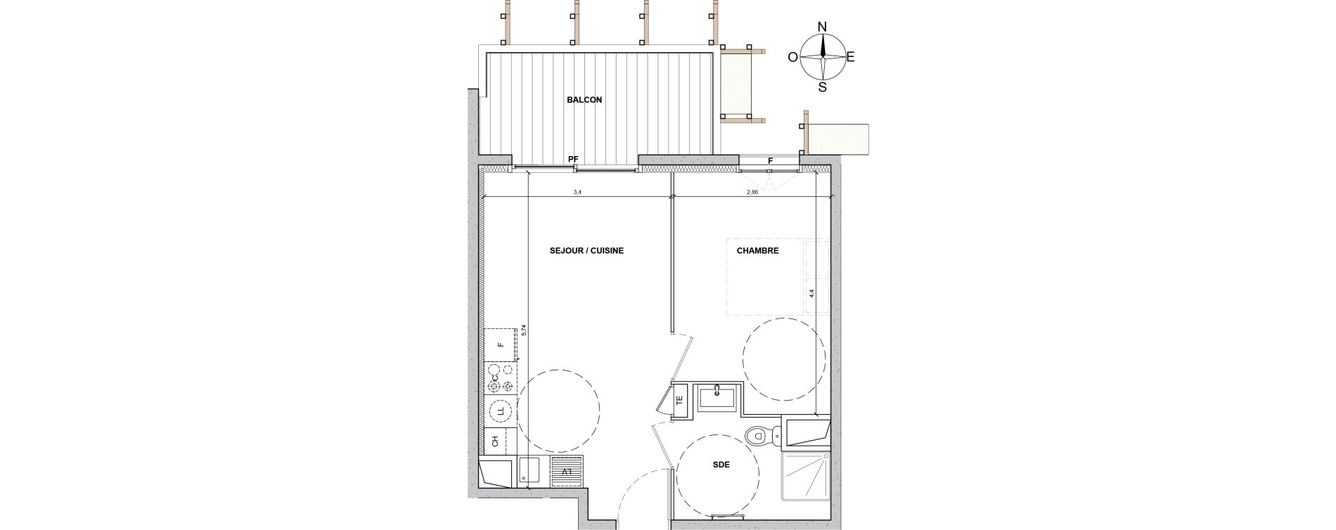 Appartement T2 de 37,10 m2 &agrave; Nice Le ray