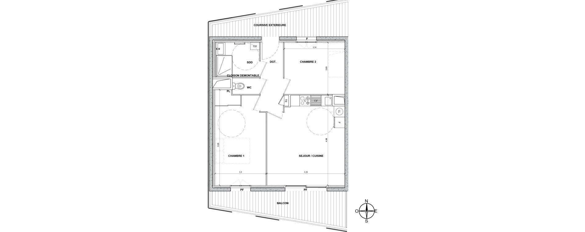 Appartement T3 de 53,60 m2 &agrave; Nice Le ray