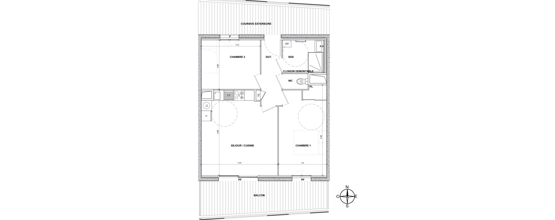 Appartement T3 de 54,50 m2 &agrave; Nice Le ray
