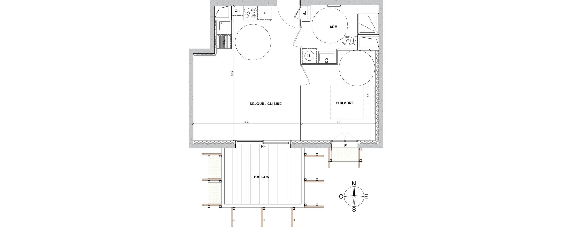 Appartement T2 de 40,20 m2 &agrave; Nice Le ray