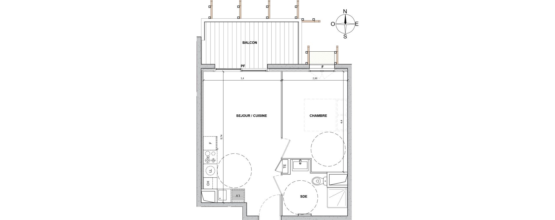 Appartement T2 de 37,10 m2 &agrave; Nice Le ray