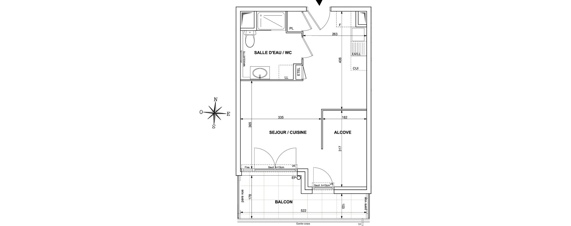 Appartement T1 de 34,37 m2 &agrave; Nice Saint roch