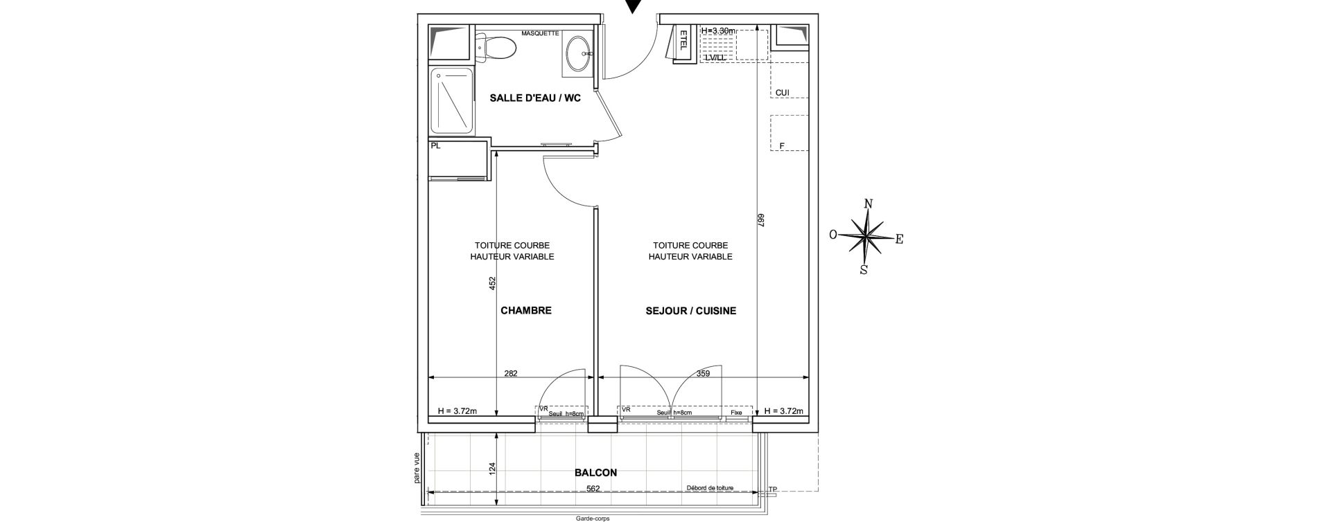 Appartement T2 de 41,39 m2 &agrave; Nice Saint roch