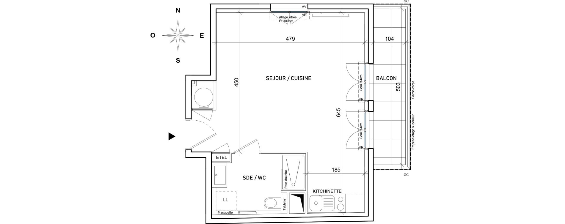 Appartement T1 de 32,22 m2 &agrave; Nice Saint isidore