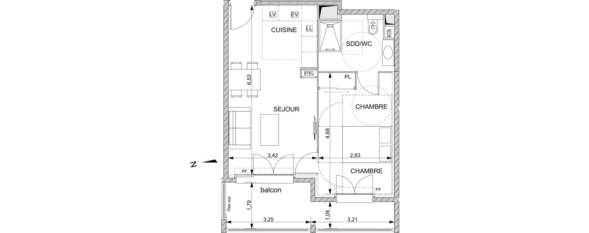 Appartement T2 de 41,04 m2 &agrave; Nice Diables bleus