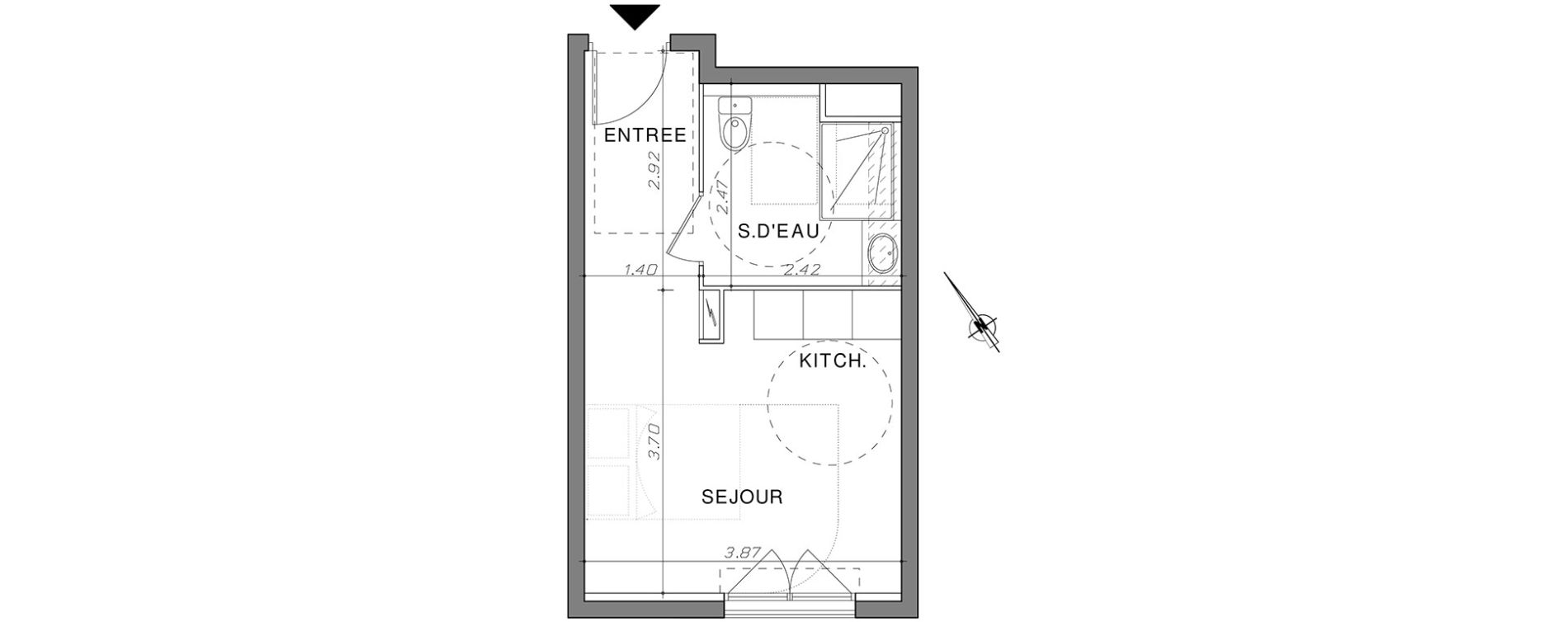 Appartement T1 de 23,80 m2 &agrave; Nice La madeleine