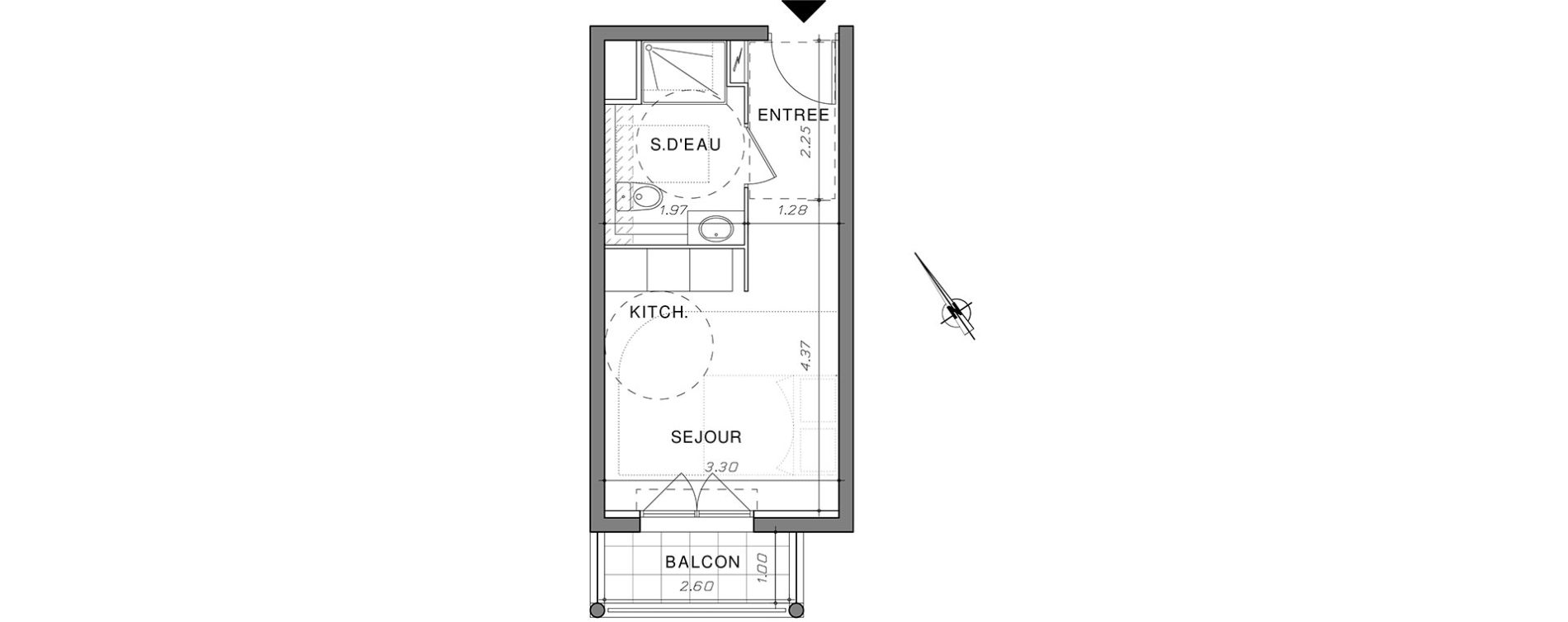 Appartement T1 de 21,05 m2 &agrave; Nice La madeleine