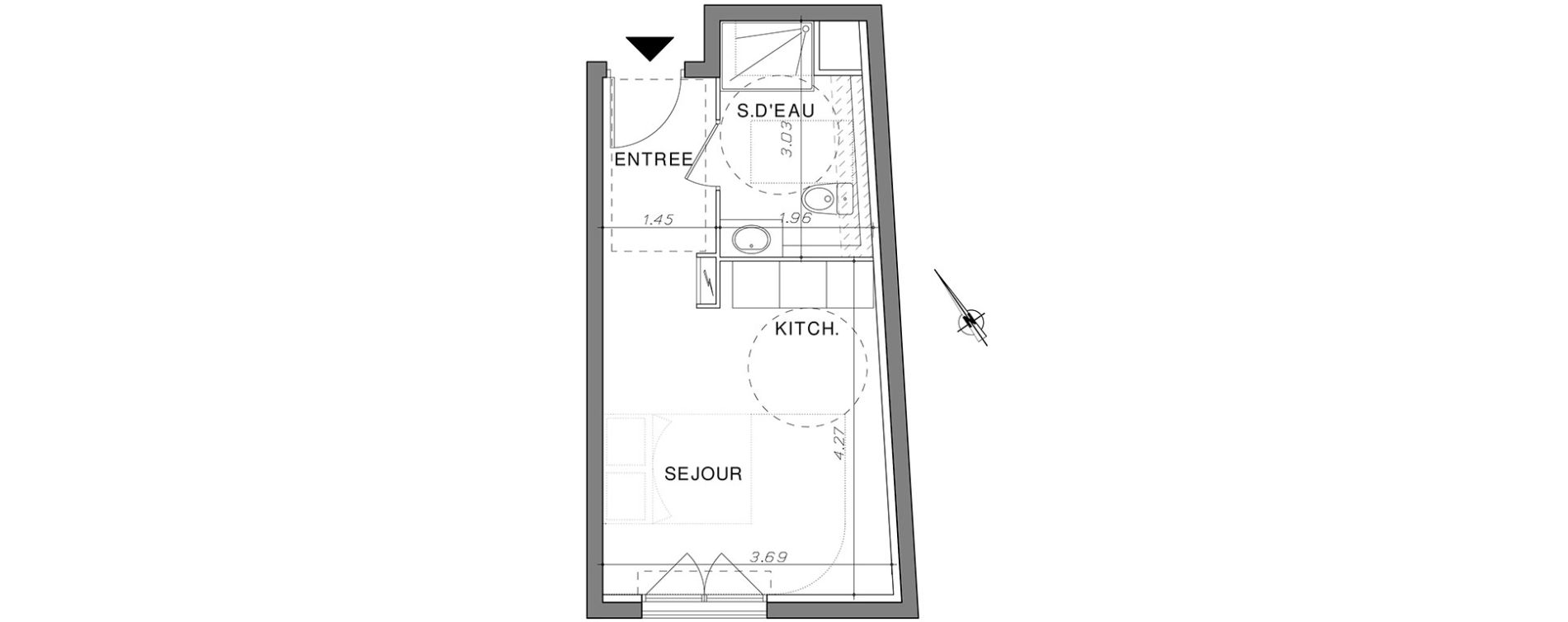 Appartement T1 de 23,85 m2 &agrave; Nice La madeleine