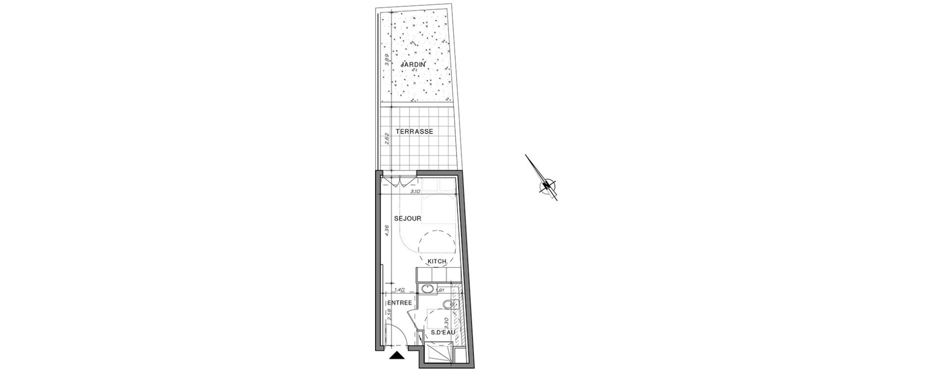 Appartement T1 de 23,20 m2 &agrave; Nice La madeleine