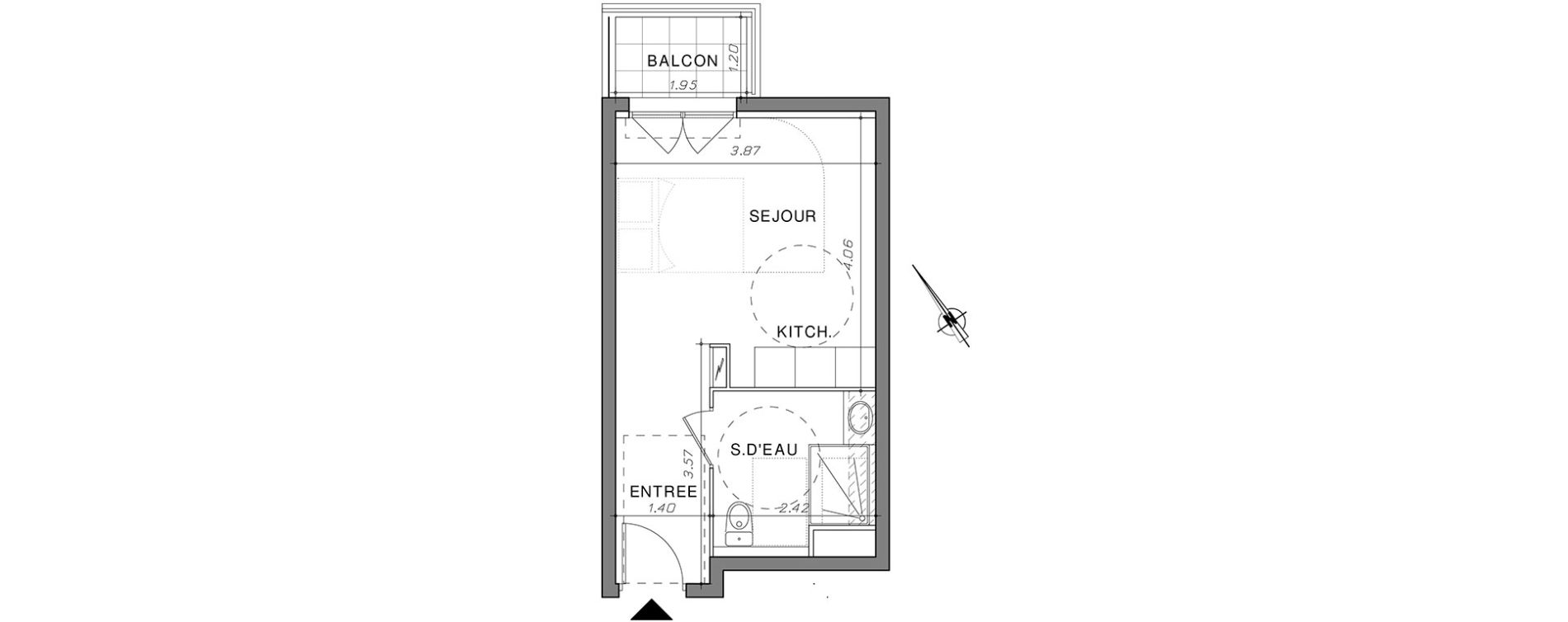 Appartement T1 de 25,05 m2 &agrave; Nice La madeleine