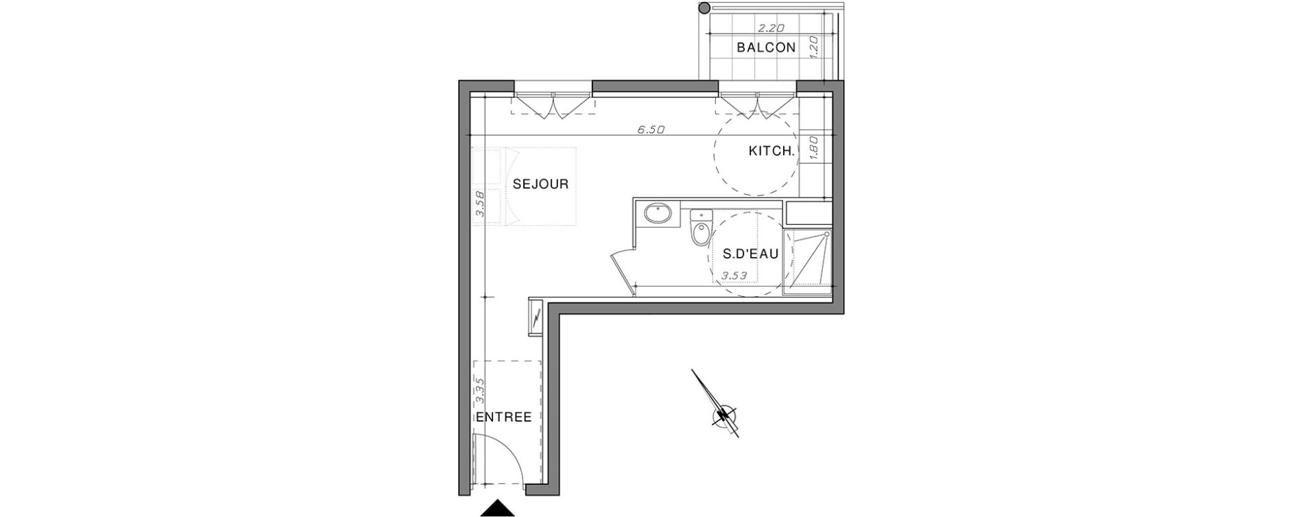 Appartement T1 de 26,85 m2 &agrave; Nice La madeleine