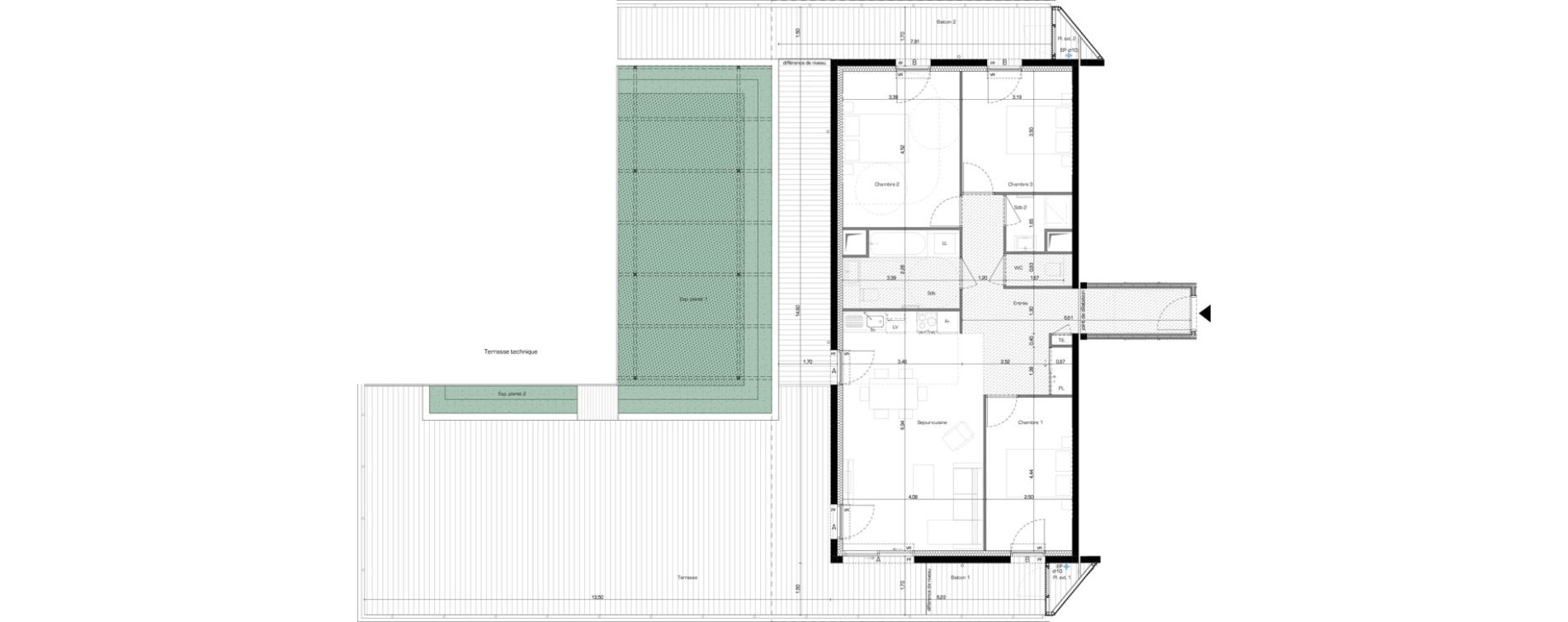 Appartement T4 de 93,18 m2 &agrave; Nice &eacute;covall&eacute;e