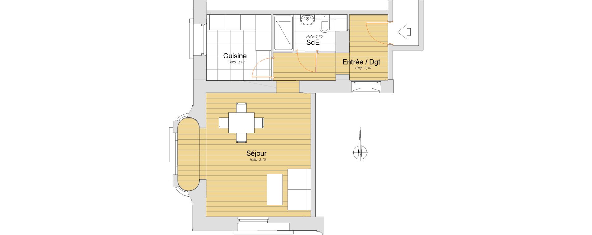 Appartement T1 de 39,72 m2 &agrave; Nice Carre d or