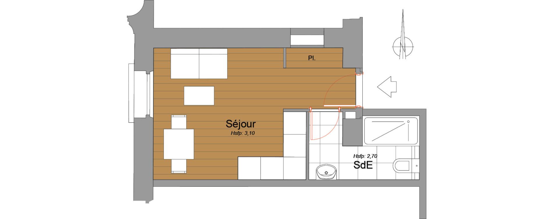 Appartement T1 de 20,60 m2 &agrave; Nice Carre d or