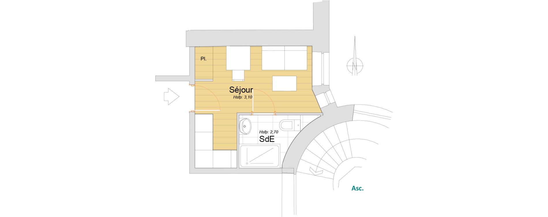 Appartement T1 de 14,55 m2 &agrave; Nice Carre d or