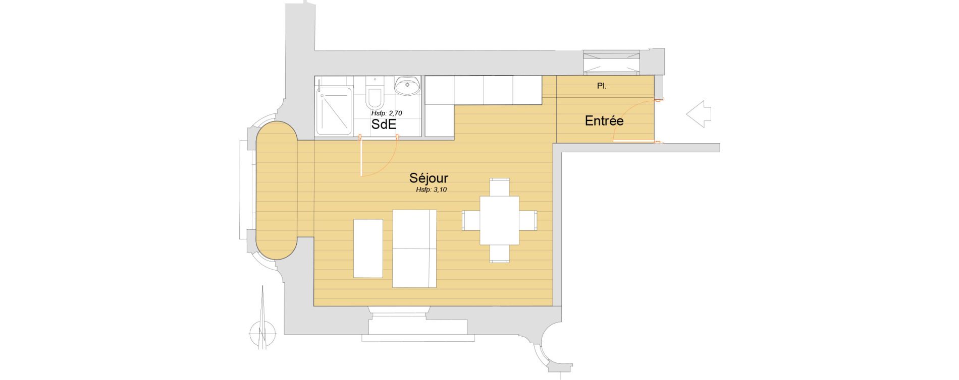 Appartement T1 de 28,36 m2 &agrave; Nice Carre d or