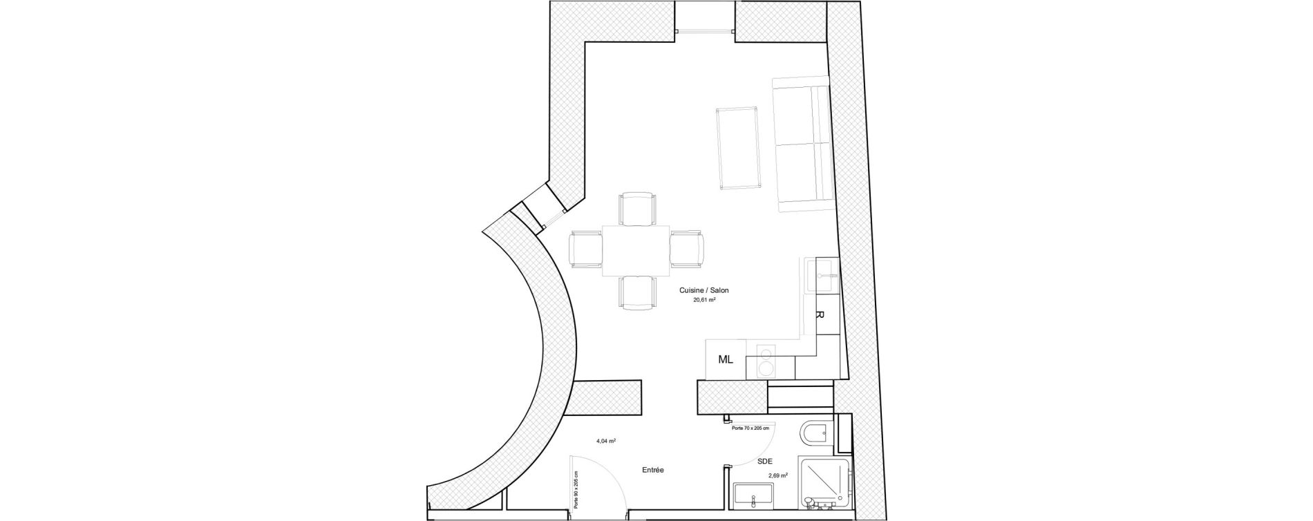 Appartement T1 de 27,34 m2 &agrave; Nice Carre d or