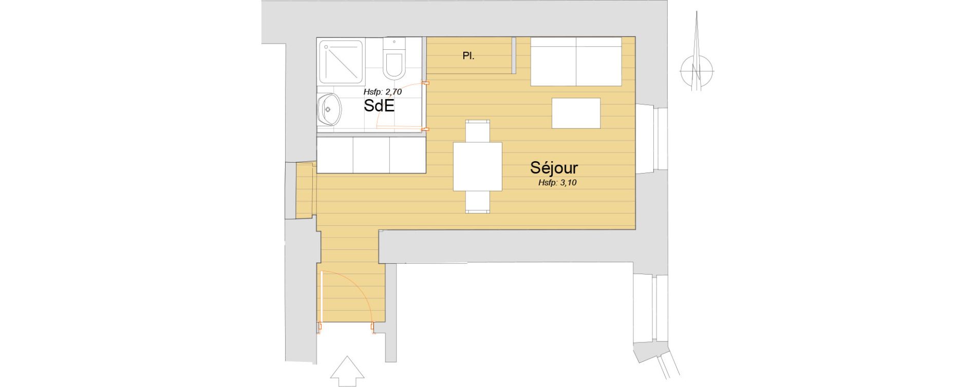 Appartement T1 de 18,22 m2 &agrave; Nice Carre d or
