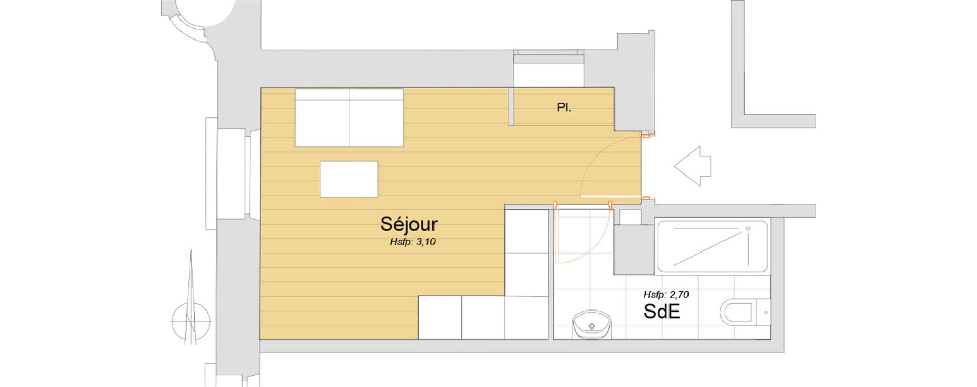 Appartement T1 de 20,26 m2 &agrave; Nice Carre d or