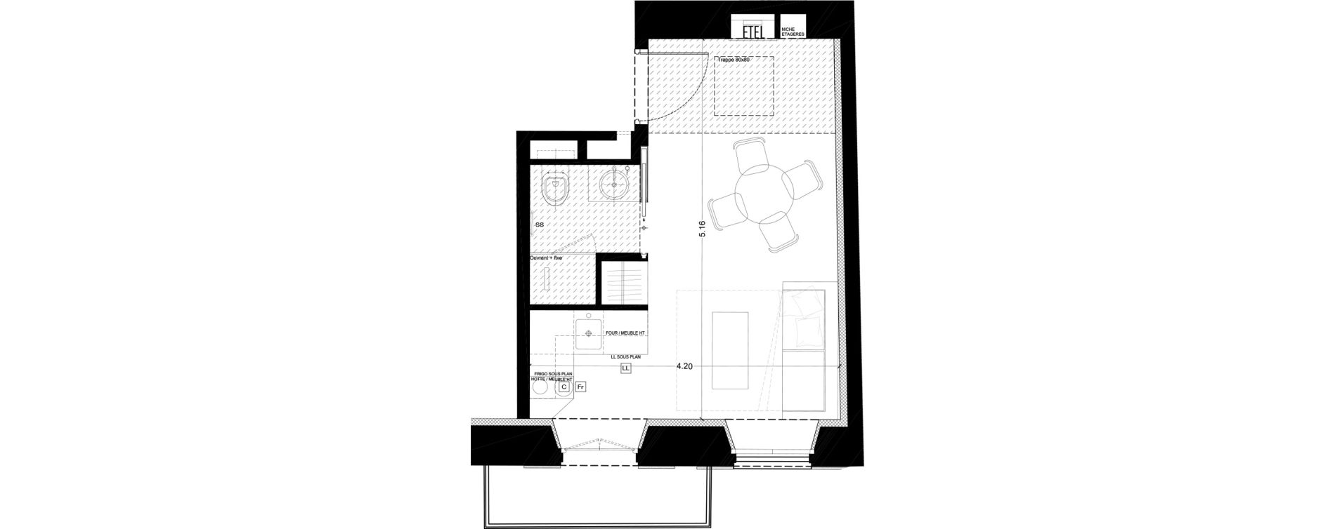 Appartement T1 de 18,70 m2 &agrave; Nice Promenade du paillon