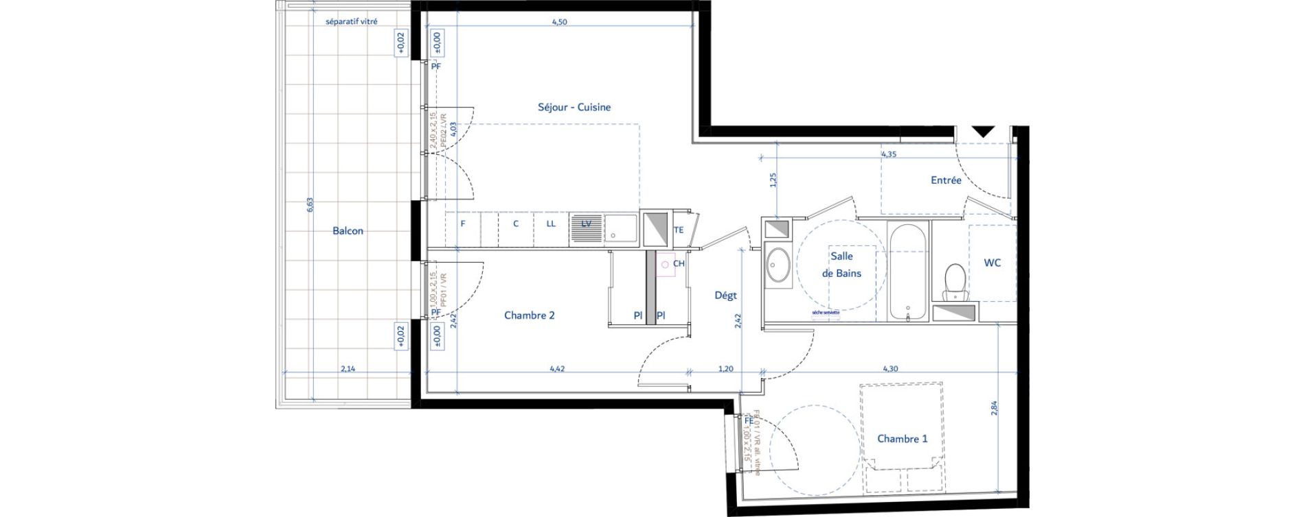 Appartement T3 de 58,59 m2 &agrave; Nice Saint sylvestre