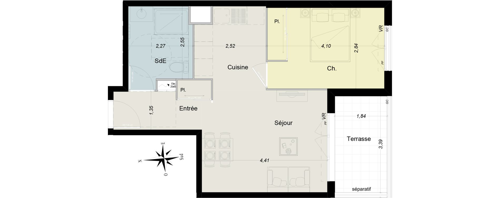 Appartement T2 de 44,91 m2 &agrave; Nice La liberation