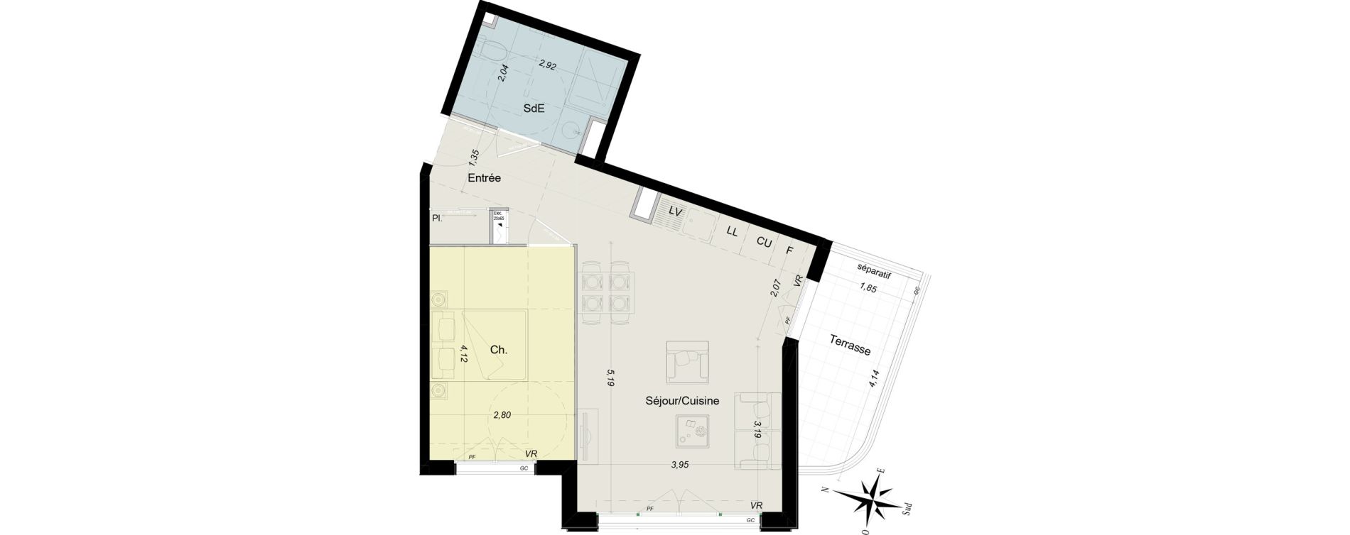 Appartement T2 de 47,05 m2 &agrave; Nice La liberation