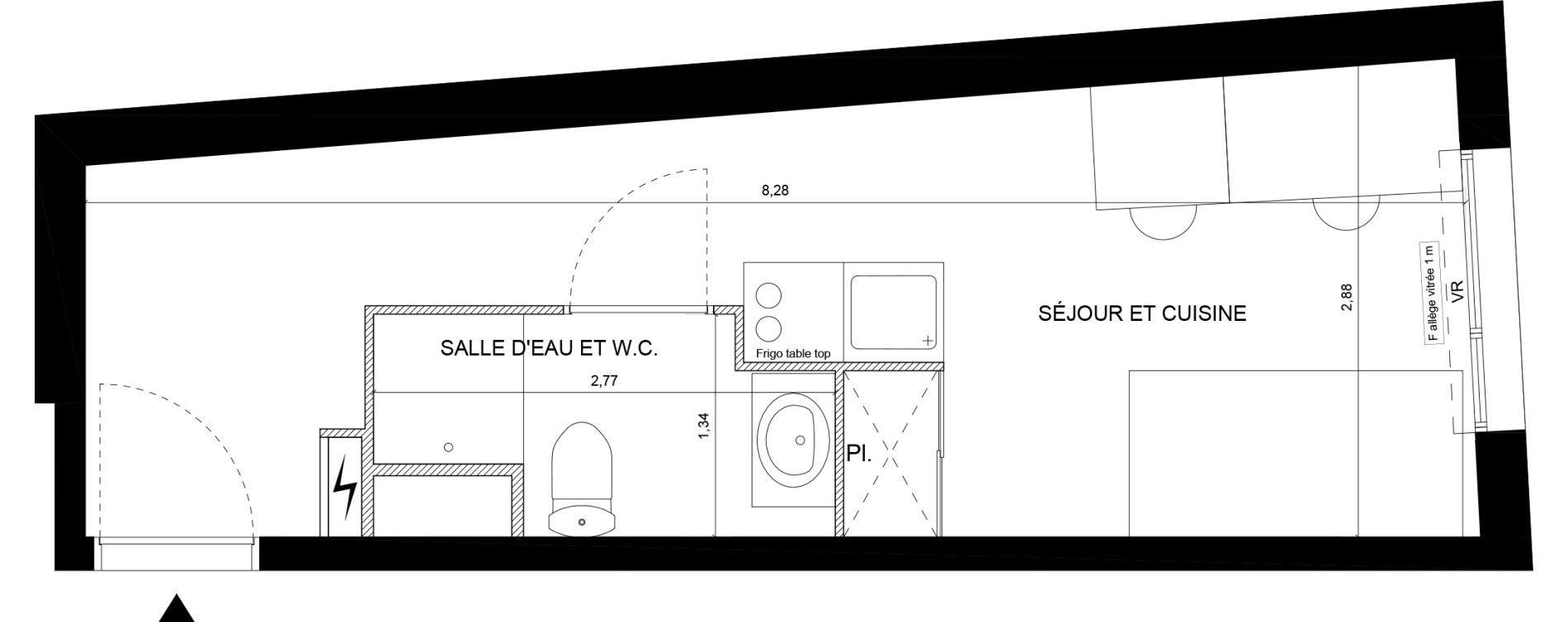 Appartement T1 de 20,36 m2 &agrave; Nice La bornala